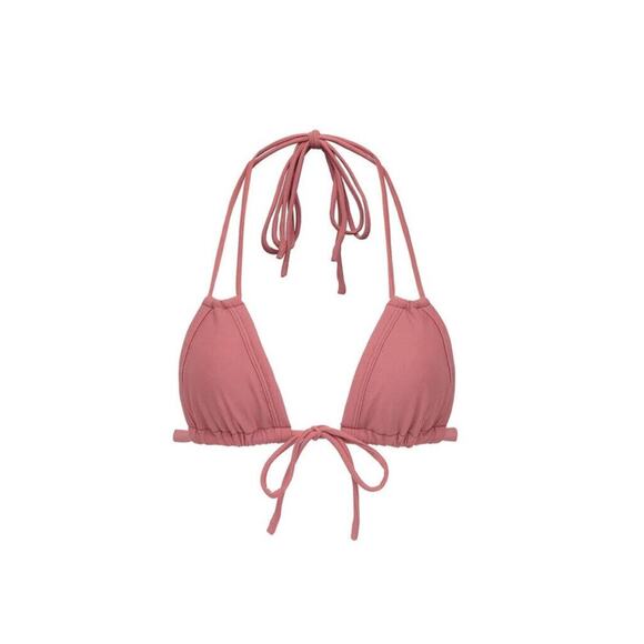 NEW Montce Swim Euro Bow Bikini Ties TOP Size Small Lipstick Mauve Pink NWT - Picture 2 of 7